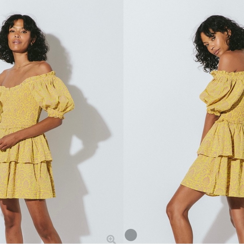 Cleobella Yellow Ruffle Dress Size Medium